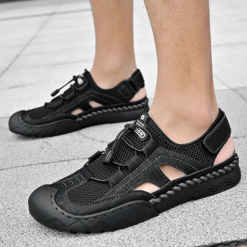 New Mens Sandals Summer Breathable Mesh Sandals Men Outdoor Casual Lightweight Beach Sandals Fashion Men Shoes Large Size 38-46 - Kimlud
