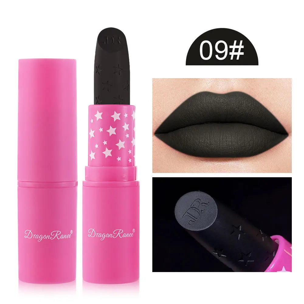 9 Colors Waterproof Rose Red Velvet Matte Lipstick Moisturizing Long Lasting Stars Not Easy To Fade Nude Lip Tint Black...