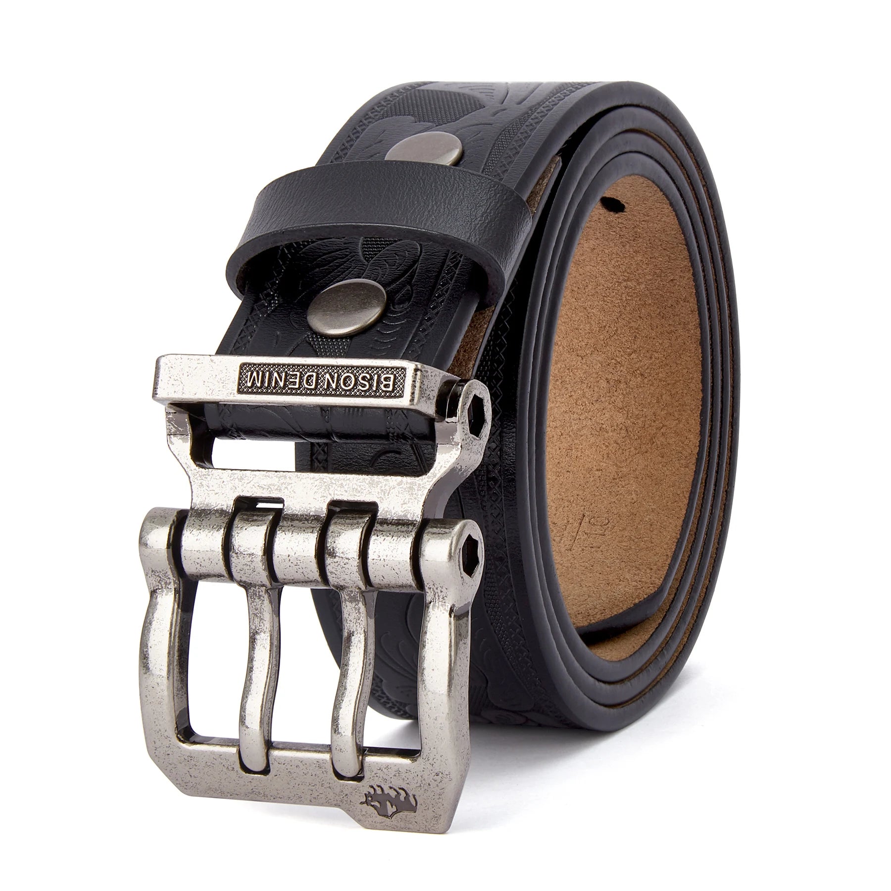 BISON DENIM Genuine Leather Men Belt Vintage High Quality Waist Strap Luxury Pin Buckle Male Best Gift Casual Belts for...
