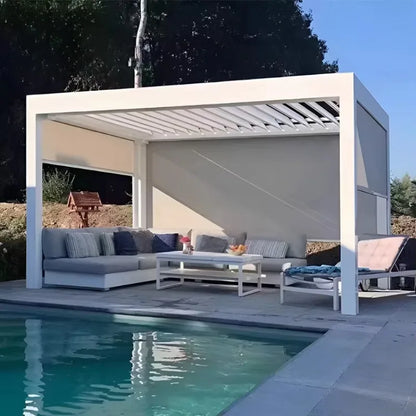 Waterproof electric shutter aluminum gazebo retractable adjustable roof garden gazebo bioclimatic gazebo aluminum outdoor - Kimlud