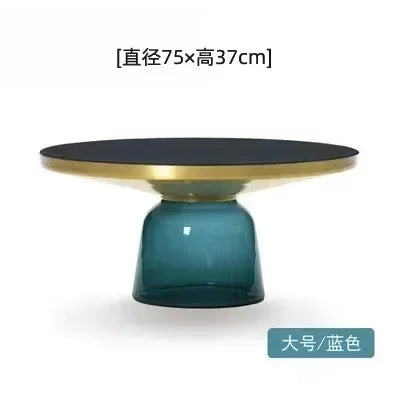 Nordic Creative Glass Round Coffee Table Combination Living Room Reception Side Table Transparent Light Luxury Coffee Tables - Kimlud