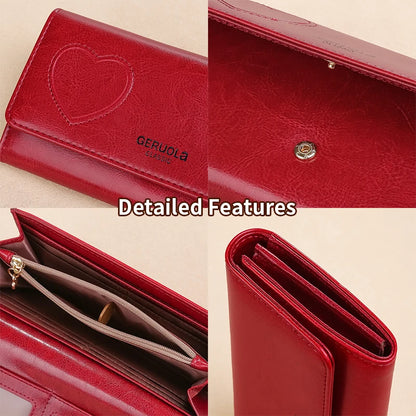 RFID Anti-Theft Brush and Demagnetization Long Handbag, Large Capacity Integrated Card Bag, Multi-Functional Wallet, Leather Cow