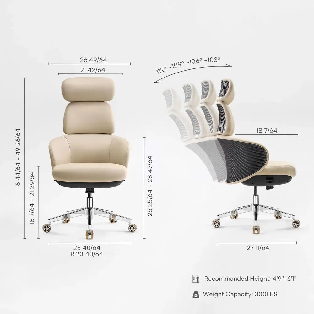 Royal Rowan Leather Desk Chair, Microfiber PU Leather Office Chair with Wheels and Headrest, High Back Office Chair,...