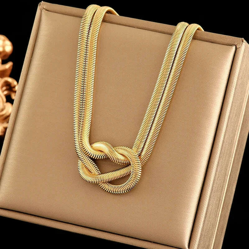 EILIECK 316L Stainless Steel Metal Chain Necklace For Women Fashion 18K Gold Plated Neck Chain Waterproof Jewelry Lady Gift