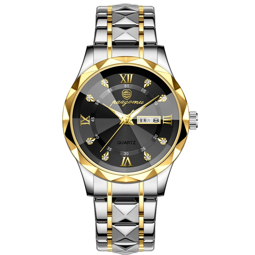 POEDAGAR Luxury Man Watch 5ATM Waterproof Luminous Date Week Quartz Men's Watches Stainless Steel Fashion Sport Men Wristwatch