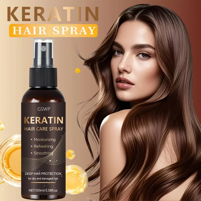 GSWP Keratin Hair Spray contains castor oil and argan oil, quickly absorbed, moisturize hair, leave it non-greasy.100ml - Kimlud