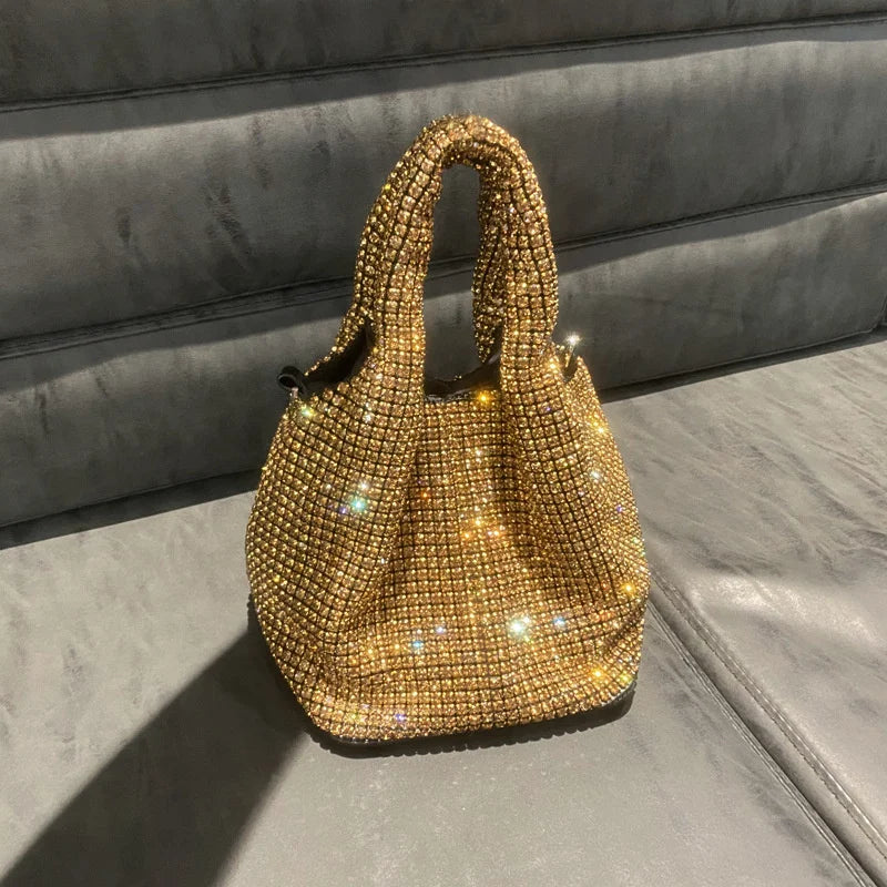 Handle Rhinestones Evening clutch Bag Purses and handbag luxury Designer hobo shoulder bag Shiny Crystal Clutch purse bucket bag