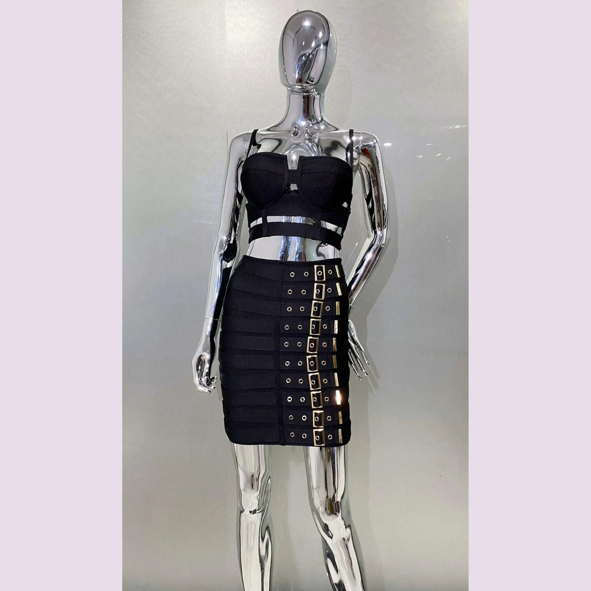 2023 New Arrival Women Sexy Bandage Tops Fashion Pencil Skirts Set Nightclub Party Celebrate Women's Set High Quality
