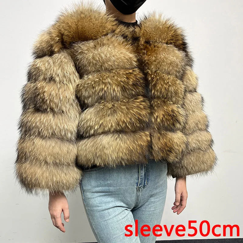 2024 maomaokong Super Hot Winter Women Luxury Thick Real Raccoon Fur Coat Natural Fox Fur Jacket Plus Size Jackets Female Vest