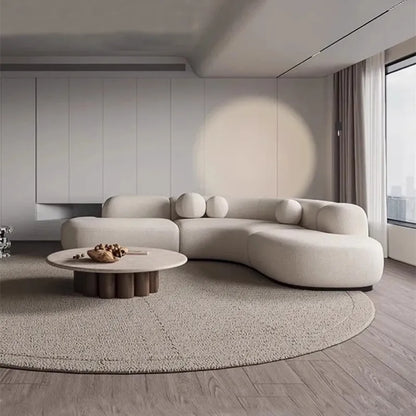 Italian Minimalist Sofa Set Wabi-Sabi Inspired Simple Technology Wood and Cloth for Living Room Sofa Set Living Room Furniture