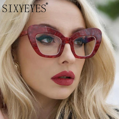 Cat Eye Anti Blue Light Eyewear Frame Women Oversized Vintage Clear Lens Leopard Eyeglasses Frame Computer Prescription...