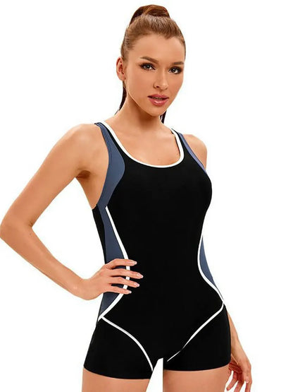 Patchwork Sport One Piece Swimsuit Plus Size Swimwear Women Professional Sport Bathing Suit Surfing Swimsuits Swimming Suit - Kimlud