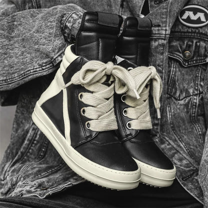 Men High Top Boots Autumn Winter Men's Shoes Street Trend Retro Motorcycle Boots Versatile Sports Casual Board Shoes