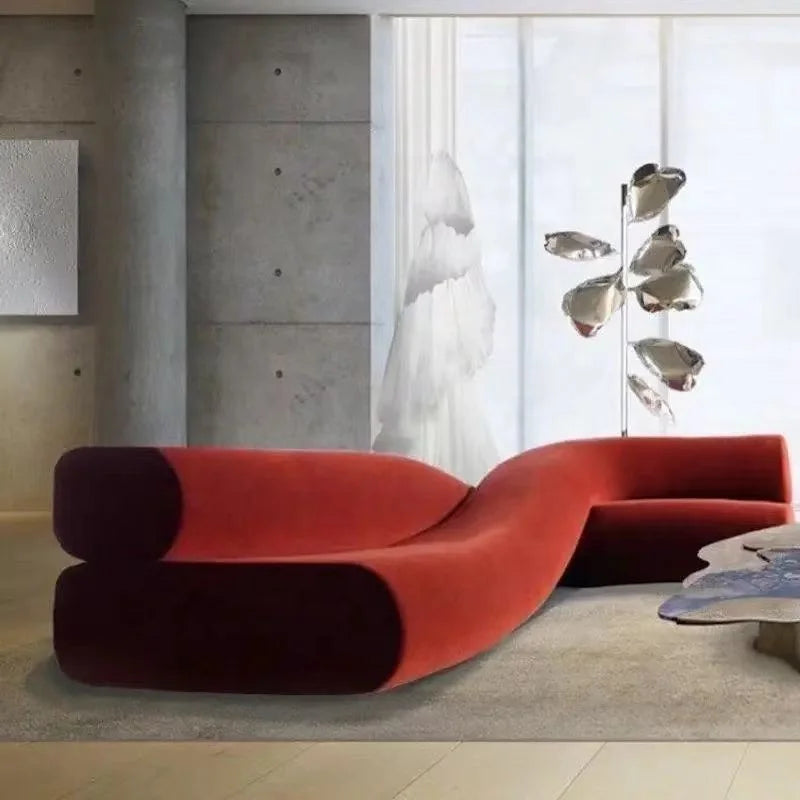 A Nordic simple cream swan flannel soft bag L-shaped solid wood sofa outdoor living room home lobby reception set