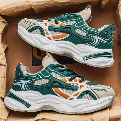 Men's Spring and Summer New Mesh Breathable Versatile Casual Sports Fashion Fried Street Thick-soled Heightening Dad Shoes