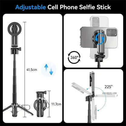 Pocket Mini Bluetooth Magnetic Selfie Stick Telescopic Multifunctional Tripod Stand for IPhone Android Magsafe Travel Monopod
