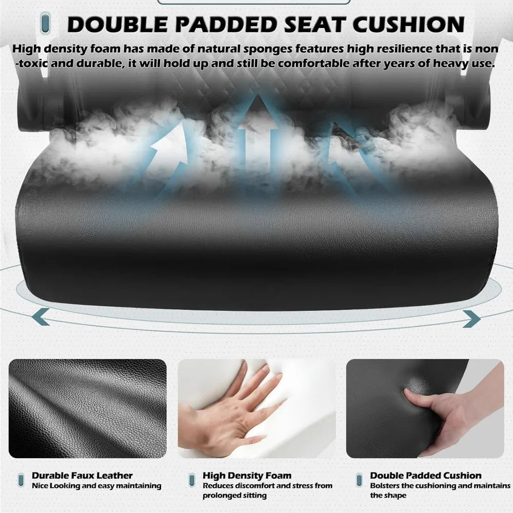 High Back Executive Office Chair for Adult, Big and Tall Leather Home Desk Chairs with Padded Flip-up Arms, Swivel Rolli