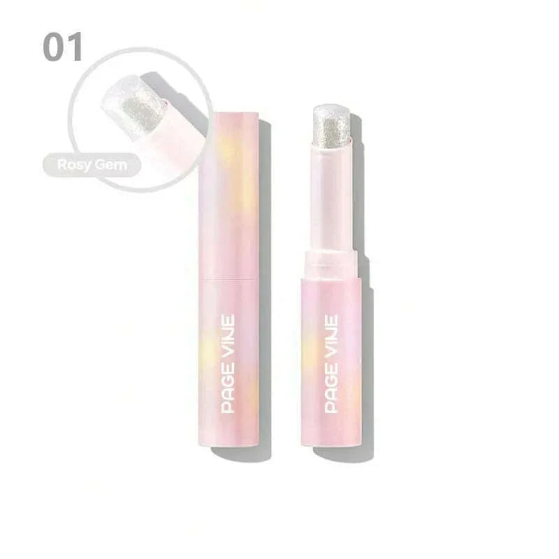 PAGE VINE Crystal Jelly Highlighter Eyeshadow Stick Shiny Multi-colored Pearlescent Shimmer Lip Balm Sparking Shine Face Makeup