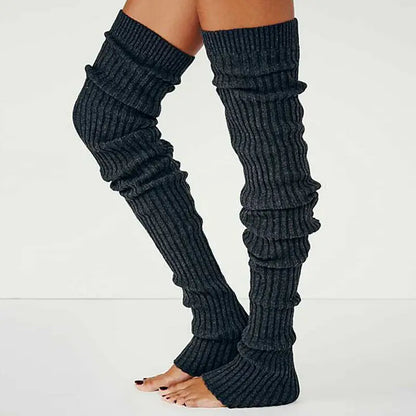Women Winter Warm Leg Warmers Knee High Socks Girl Boot Topper Sock Warm Foot Cover Skinny Stockings Knitted Crochet Long Socks - Kimlud
