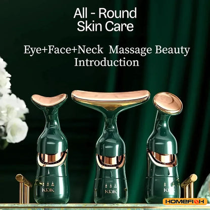 HOMEFISH 3 In 1 Facial Lifting Device Neck Facial Eye Massage Face Slimmer EMS Beauty Skin Tightening Wrinkle Anti Face Massager