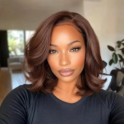 13x4 Bob Wig Human Hair Body Wave Brazilian Hair Pre Plucked and Natural Hairline HD Lace Frontal Wig Human Hair Pre...