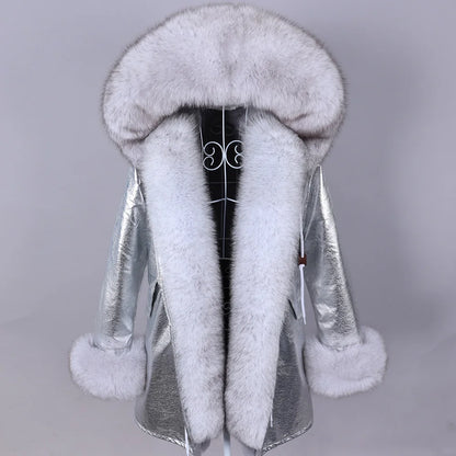 2023 Super Hot  Winter Jacket Hooded Long Overcoat Parkas Female Clothes Removable Real Fox Fur Collar Coats Woman