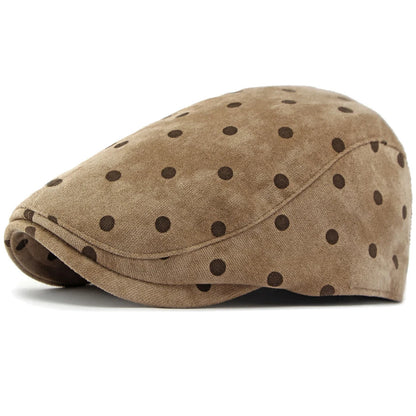 HT5153 Berets for Men Women Retro Artist Painter Beret Hat Male Female Dots Adjustable Ivy Flat Cap Autumn Faux Suede Beret Cap
