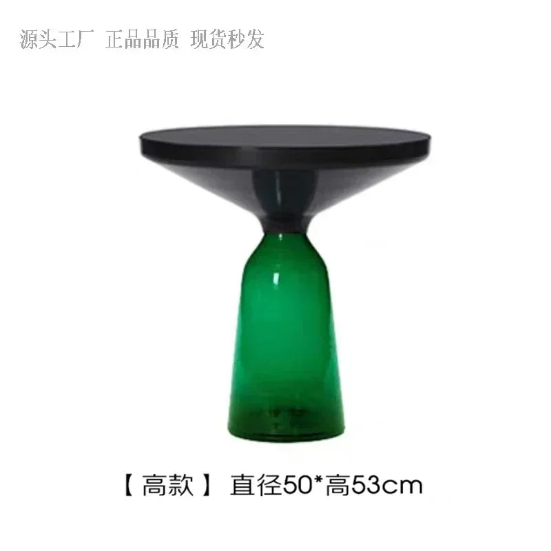 Nordic Creative Glass Round Coffee Table Combination Living Room Reception Side Table Transparent Light Luxury Coffee Tables - Kimlud