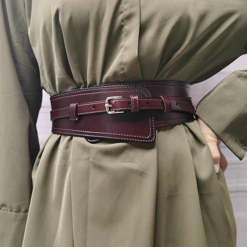 Real Leather Wide Waistband Fashion Versatile Decoration Waist Accessories Women's Waist Seal Dress Coat Pure Cowhide...