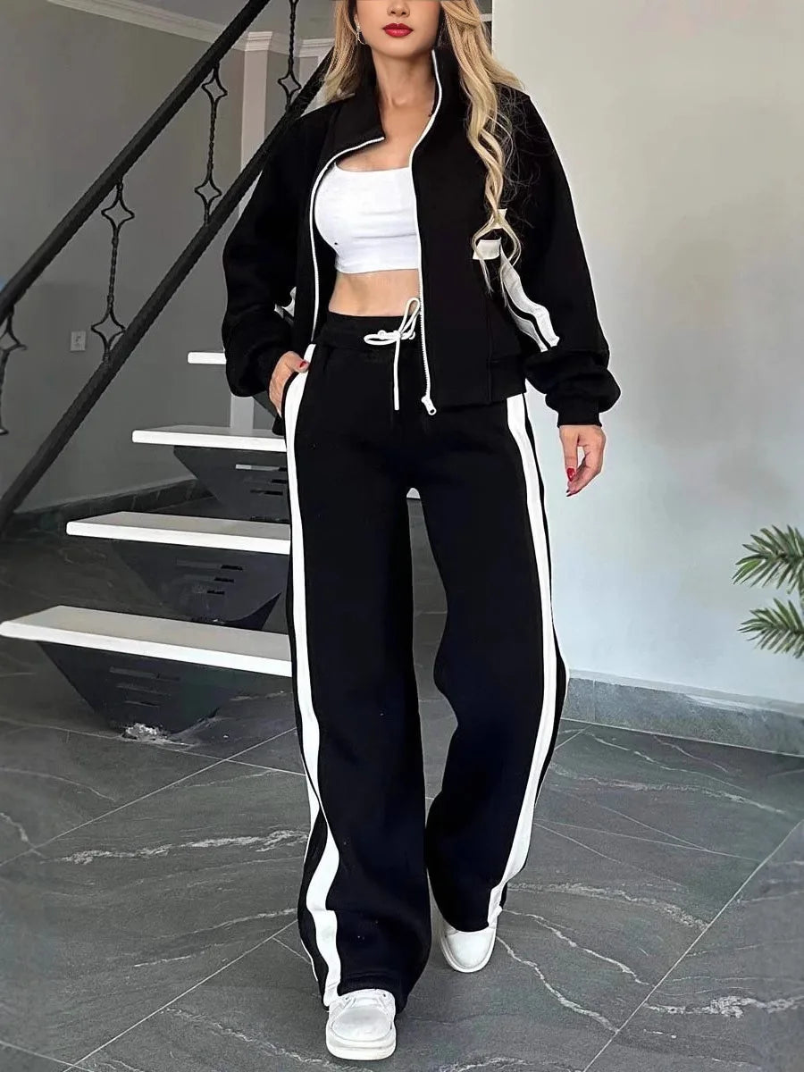 Fashion Two-piece Women's White Sports Suit Loose Sports Shirt+casual Pants Sets Sportswear Women Clothes Tracksuit Women Outfit
