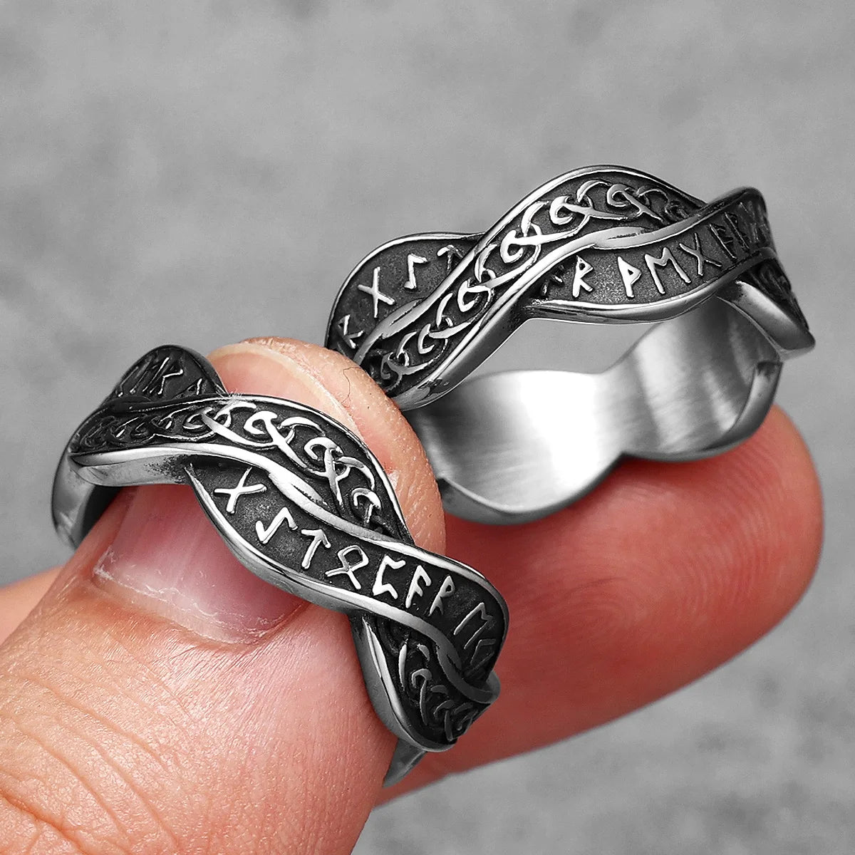 Viking Letter Character Unique Stainless Steel Men Rings Punk New In For Male Women Fashion Jewelry Creativity Gift Wholesale - Kimlud