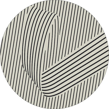Home Thicken Non-slip Mat Modern Minimalist Carpets for Living Room Fluffy Soft Bedroom Decor Stripe Carpet Large Area Round Rug - Kimlud