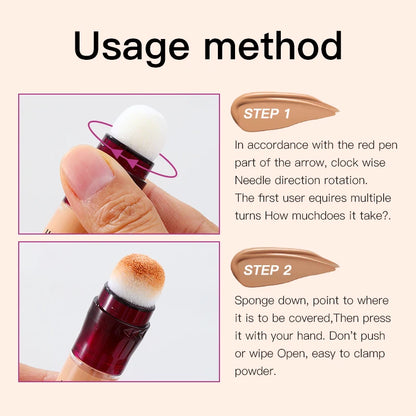 New Sponge Head Concealer for Dark Circles Freckles Acne Pigmentation and Blemishes Long Lasting Moisturizing Liquid Foundation - Kimlud
