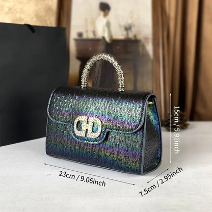 Advanced ostrich pattern diamond inlaid women's handbag new fashionable high-end shoulder crossbody bag | Kimlud Premium Bag