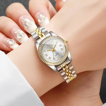 Luxury Rhinestone Women Watches Stainless Steel Band Quartz Wristwatch Clock Gift Reloj Mujer（Without Box）