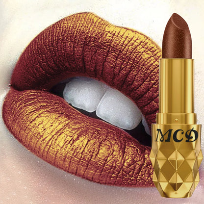 5 colors pearlescent metallic lipstick bold& intense glitter shinny lip tint  long lasting lip senior matte lip makeup gifts