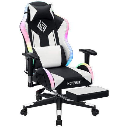LED Gaming Chair for Children 8-15 Years, Adjustable Gamer Chair with LED Lighting, Footrest & Lumbar Support, Ergonomic PC Chai