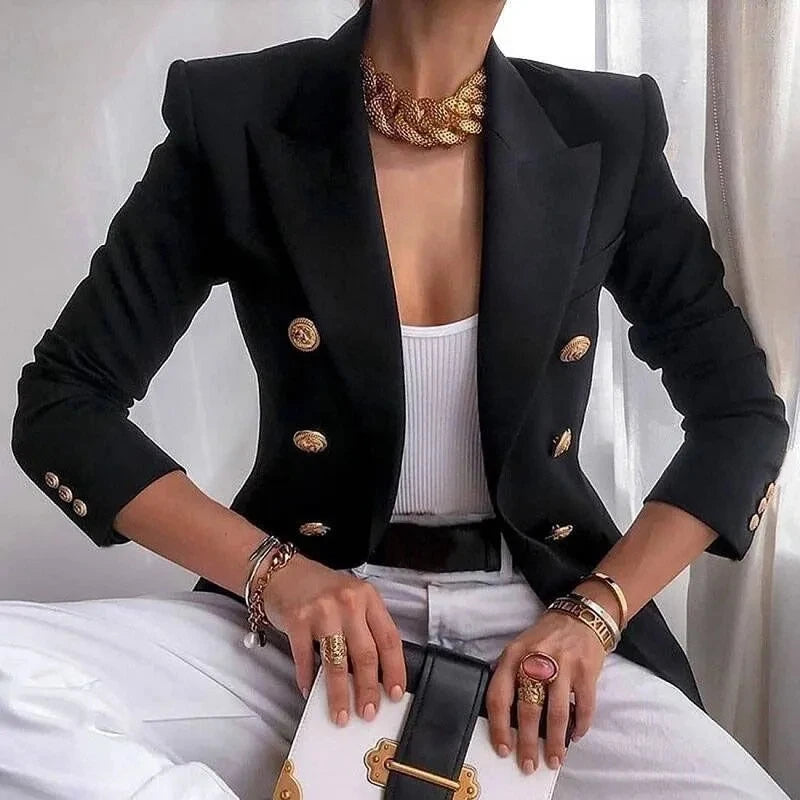 Women's Small Blazer Jacket 2025 Spring Autumn Casual Office Elegant Ladies Suit Coat High-end Double-breasted Lady Outerwear