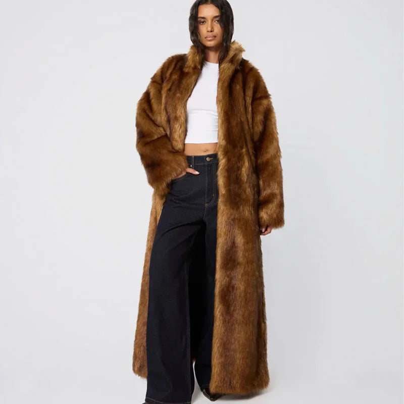 Women Overcoat High Quality Fur Coat Imitating Fox Fur Stylish Thickened Coat 2025 New Temperament Winter Women's Fur Coat H608