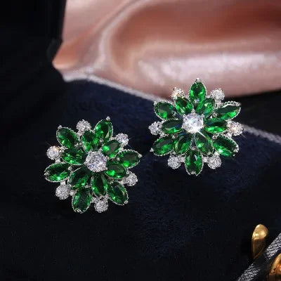 Cute Big AAAAA Bling Cubic Zirconia 925 Silver Needle Stud Earrings Fashionable Flower Earring for Women Jewelry Gift...