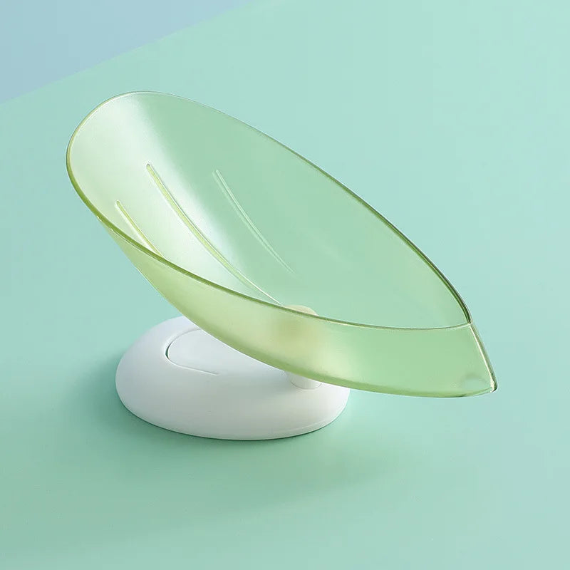 Suction Cup Soap Dish Box For Bathroom Shower Soap Holder with Drain Portable Leaf Shape Toilet Laundry Soap Rack Tray...