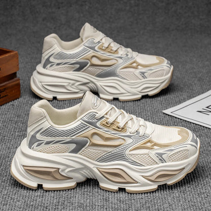Chunky Sneaker Men Original Designer Breathable Sport Shoes Fashion Casual Leather Fabric Height Increased Platform Tennis Shoes