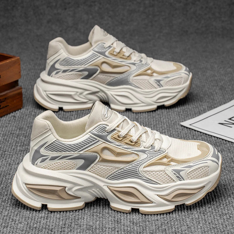 Chunky Sneaker Men Original Designer Breathable Sport Shoes Fashion Casual Leather Fabric Height Increased Platform Tennis Shoes