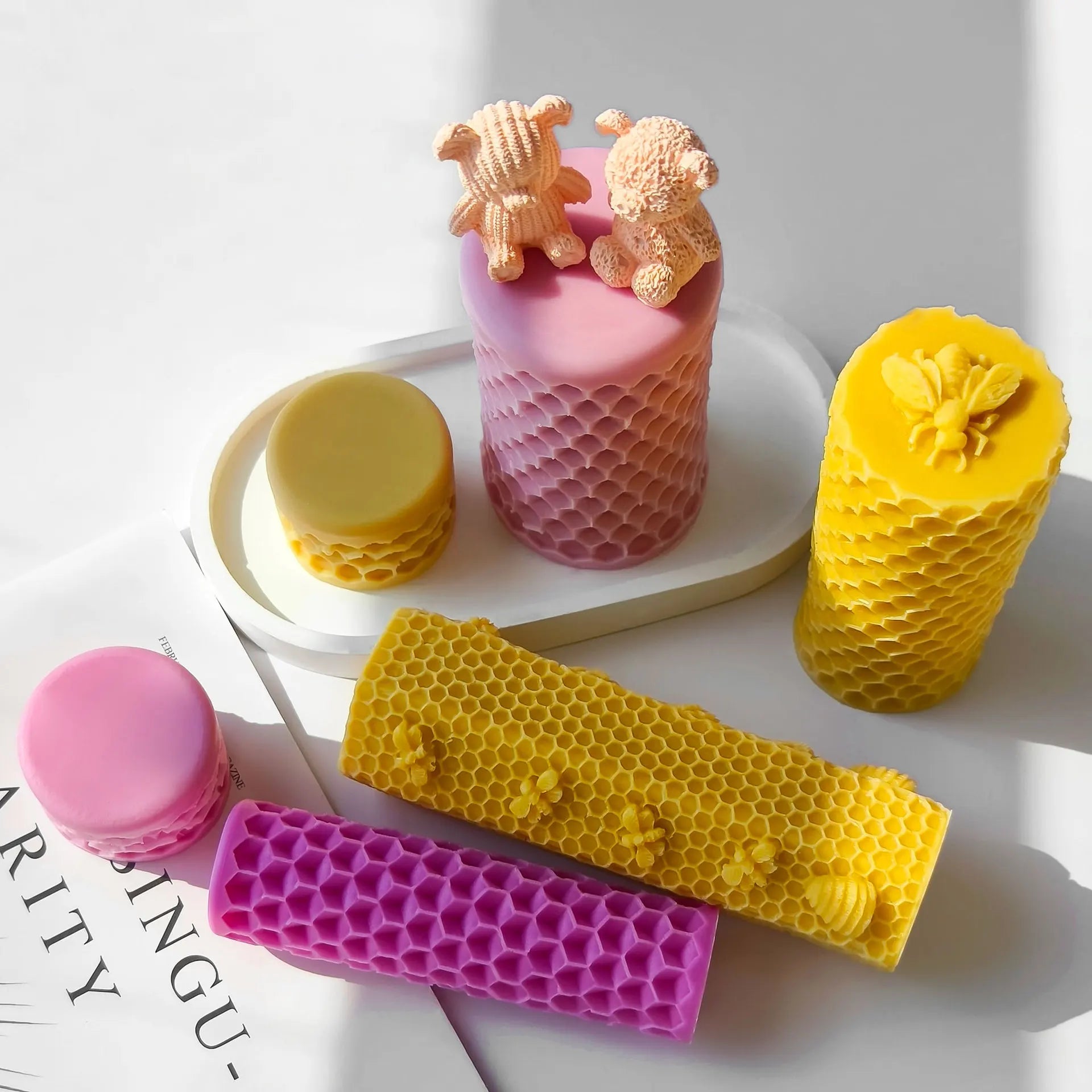 3D Silicone Candle Soap Mold Handmade DIY Plaster Sculpture Honeycomb Cylinder Homemade Scented Aromatherapy Gifts silicone mold