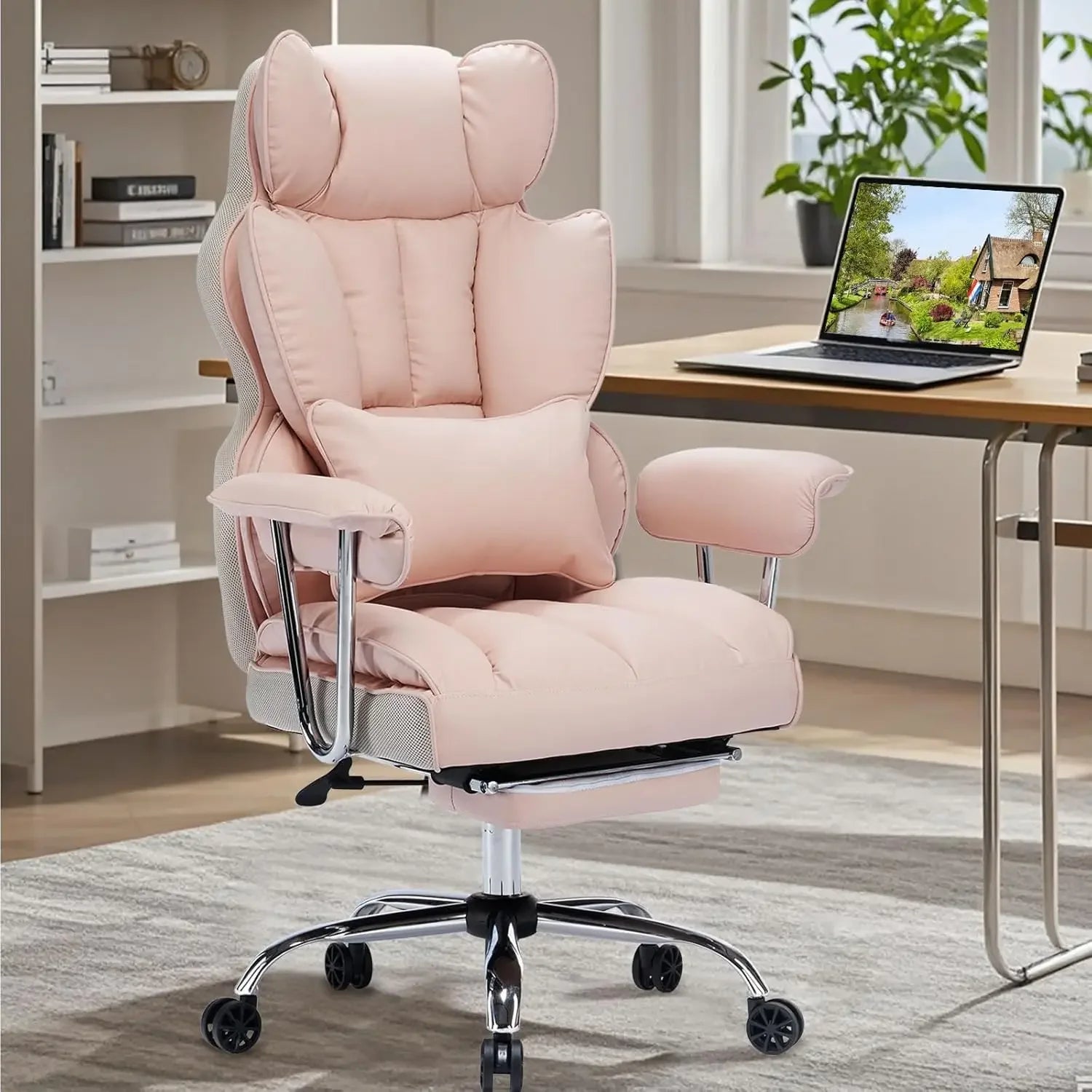 Big and Tall Office Chair 400LBS, Heavy Duty Executive Office Chair with Foot Rest, Home Office Desk Chairs