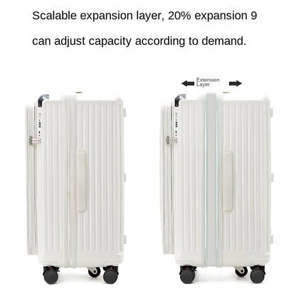 2025 New Side Opening Suitcase PC Large Capacity Luggage with USB Cup Holder 34 inch Password Trolley Case 20" Travel Suitcases