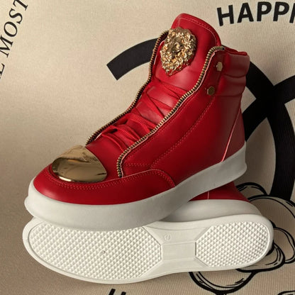 Zip decoration casual sneaker designer shoes for man luxury brand trainers running shoes high top sports casual ankle boots men - Kimlud