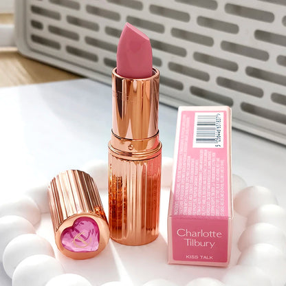 Charlotte 4 Colors Pink Diamond Heart-Shaped Lipstick Luminous Lip Glow and Two Color Heart Shape Powder Blusher Tilbury Makeup