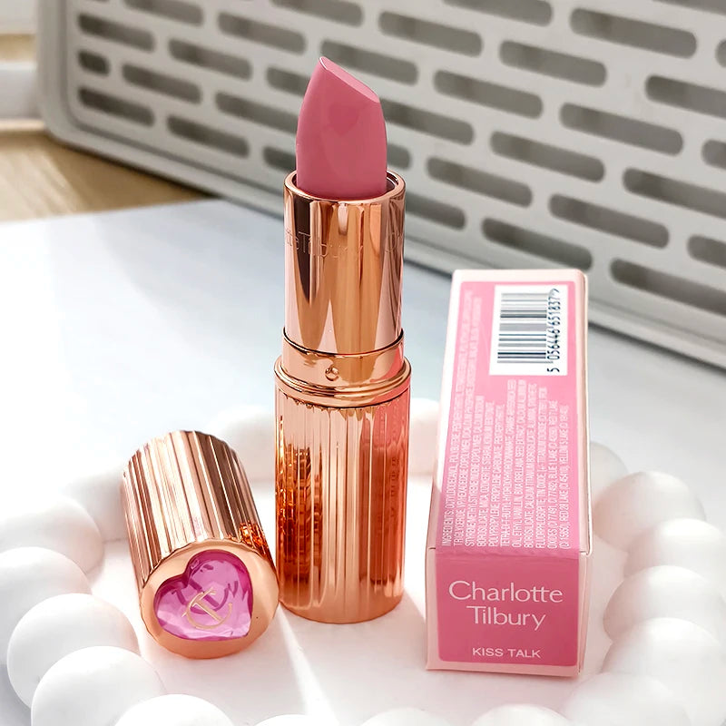 Charlotte 4 Colors Pink Diamond Heart-Shaped Lipstick Luminous Lip Glow and Two Color Heart Shape Powder Blusher Tilbury Makeup