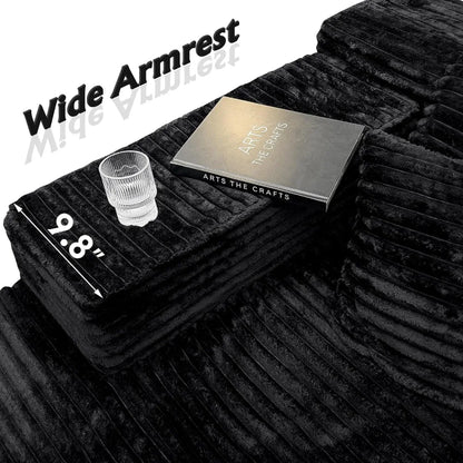 Modular Sectional Sofa with Chaise, Oversized Deep Seat Cloud Couch, Soft Corduroy Fabric L-Shaped Living Room Furniture...